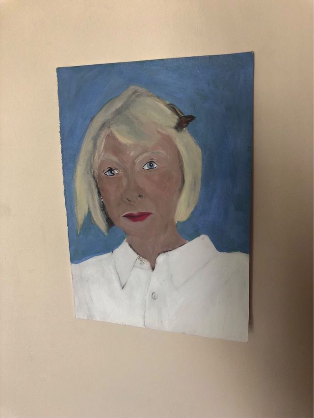 Joan Didion pintura original acrílico Cuadro A4