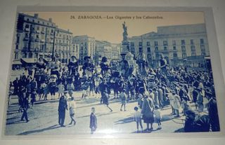 Postal antigua Zaragoza Gigantes