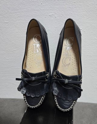 Mocasines color azul marino de piel, 35