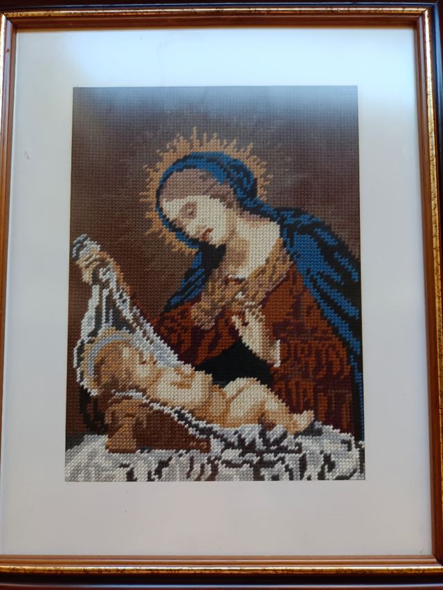 Cuadro punto de cruz con marco de calidad