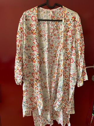 Kimono mujer floreado manga 3/4