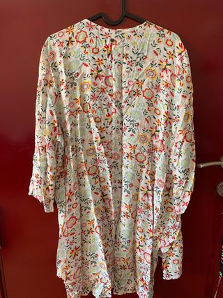 Kimono mujer floreado manga 3/4