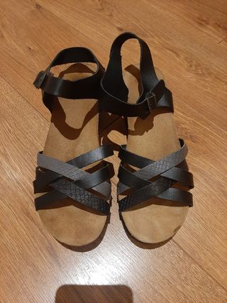 Sandalias Piel cuña