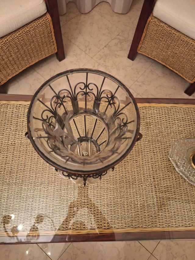 Jarrón forja y cristal