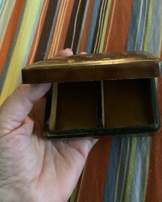 Vintage scatola in pelle con carte da gioco mini