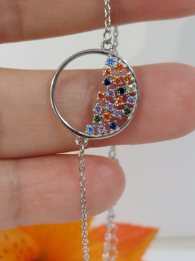 Pulsera Circulo Vida De Plata De Ley 925