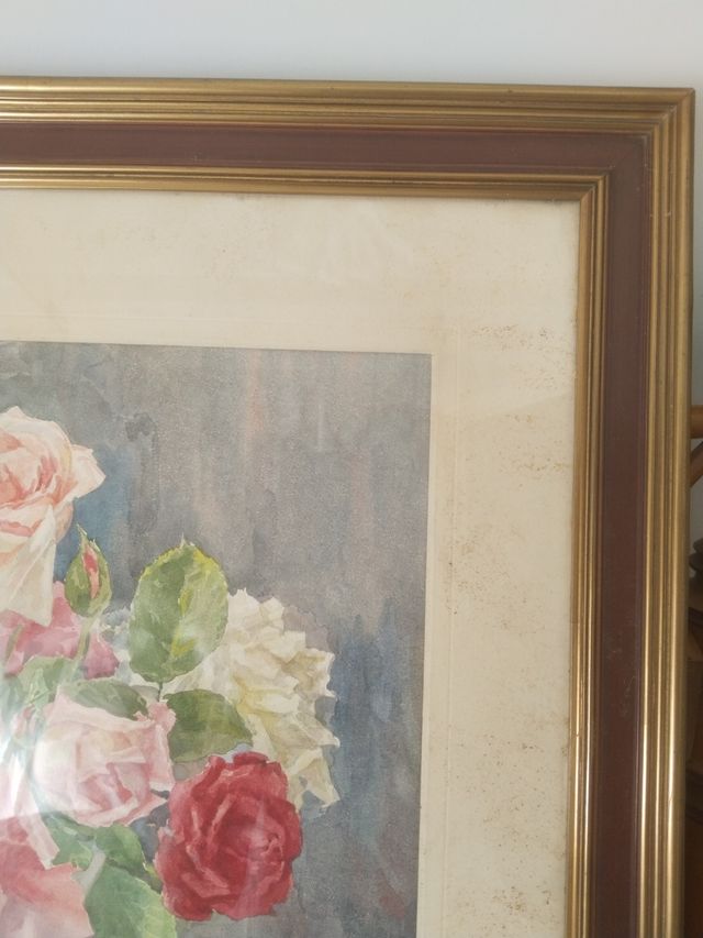 Cuadro Acuarela años 50, firmada, rosas