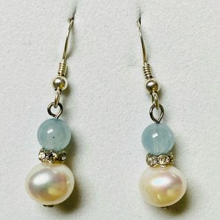 Pendientes de aguamarina y perla plata de ley 925