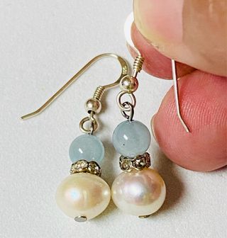 Pendientes de aguamarina y perla plata de ley 925