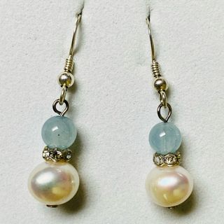 Pendientes de aguamarina y perla plata de ley 925