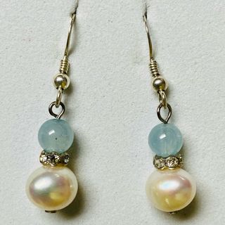 Pendientes de aguamarina y perla plata de ley 925