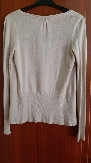 Chaqueta beige punto Bershka