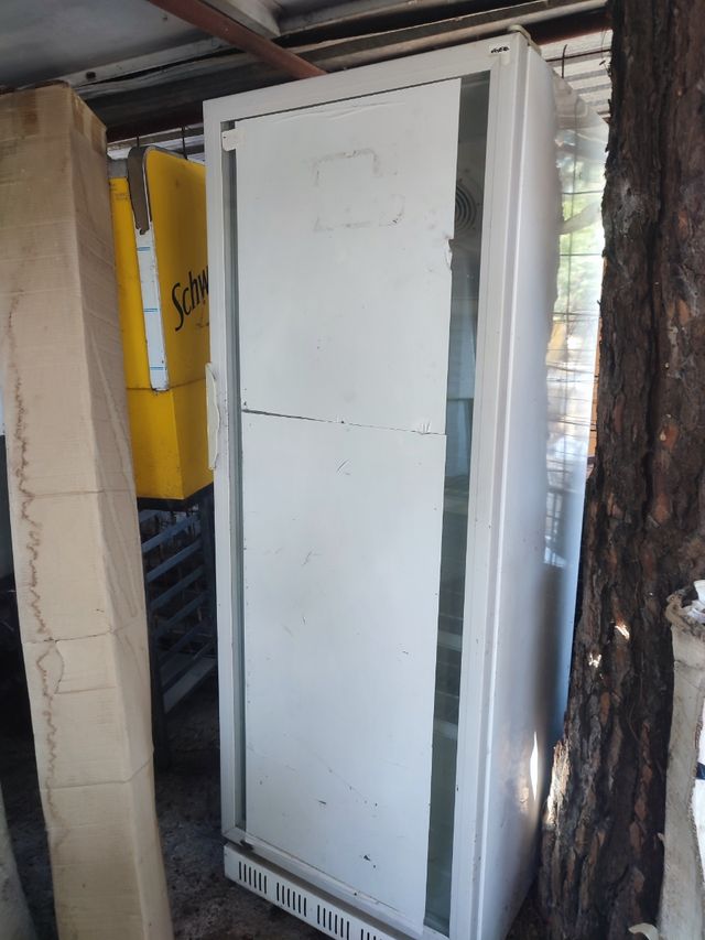 Congelador,nevera de cristal y nevera.