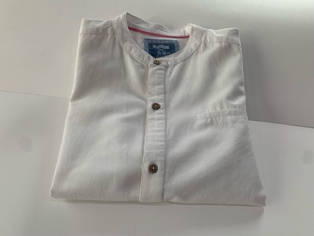 CAMISA BLANCA CUELLO MAO T-13,14  MANGA LARGA