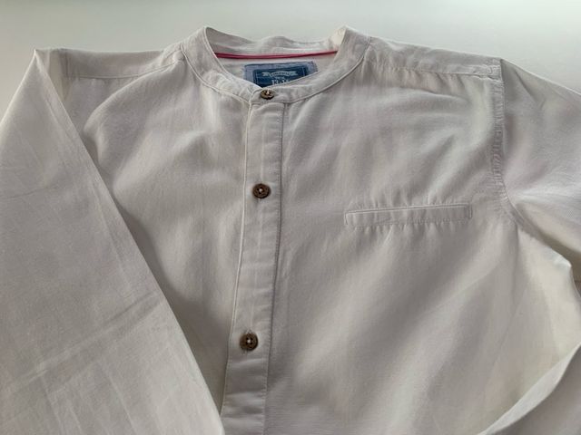 CAMISA BLANCA CUELLO MAO T-13,14  MANGA LARGA