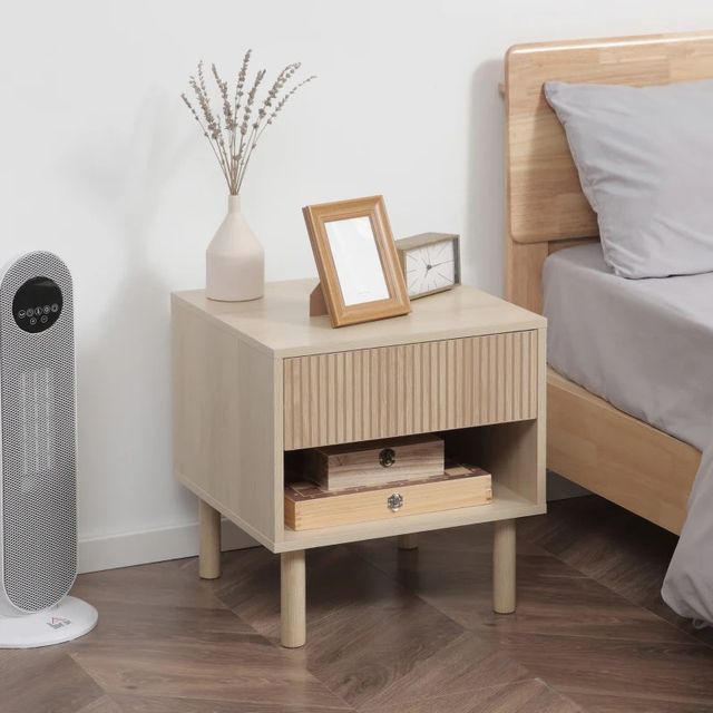 Comodino Moderno con Cassetto e Ripiano Aperto in