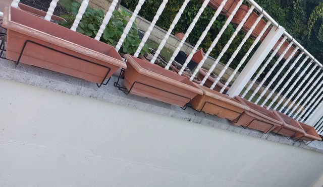 Macetas de plástico con su bandeja