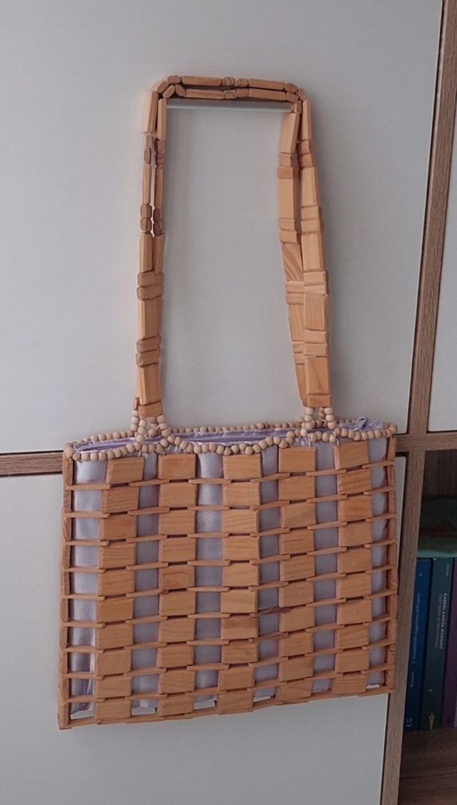 Borsa vintage in legno e raso. Sac. Sacados muje