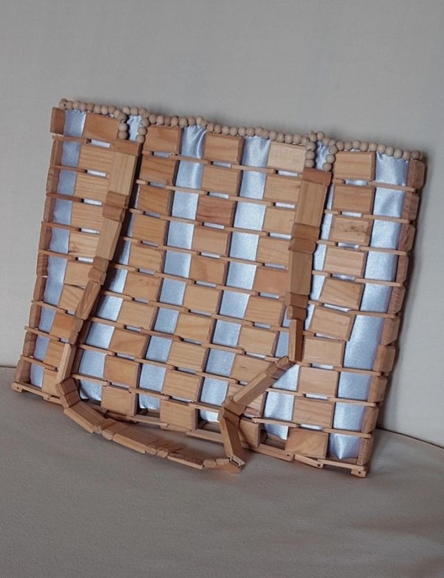 Borsa vintage in legno e raso. Sac. Sacados muje