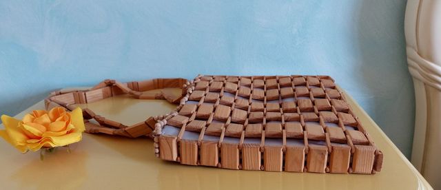 Borsa vintage in legno e raso. Sac. Sacados muje