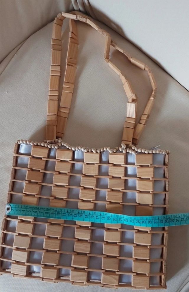 Borsa vintage in legno e raso. Sac. Sacados muje