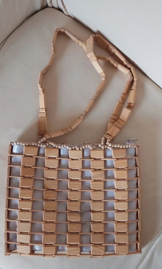 Borsa vintage in legno e raso. Sac. Sacados muje