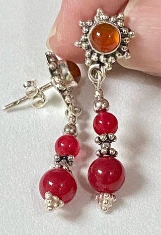 Pendientes con cornalinas en plata de ley 925