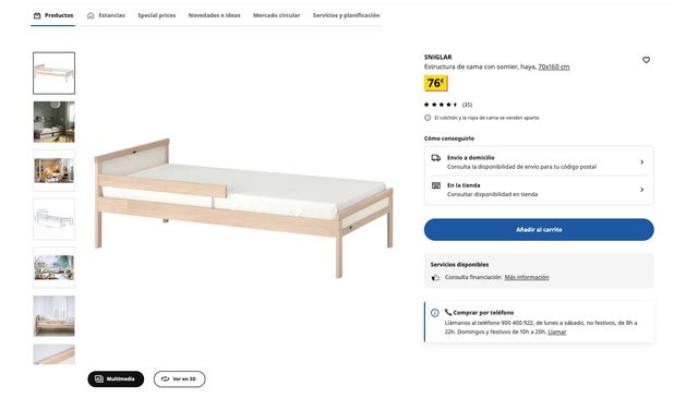 Cama IKEA infantil Sniglar completa