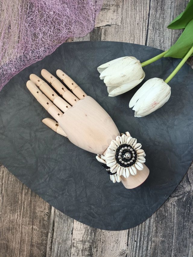 🖤 Pulsera crochet y conchas 🐚 Hecho a mano