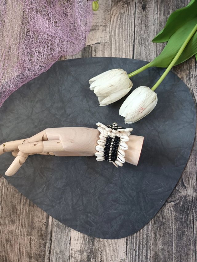 🖤 Pulsera crochet y conchas 🐚 Hecho a mano