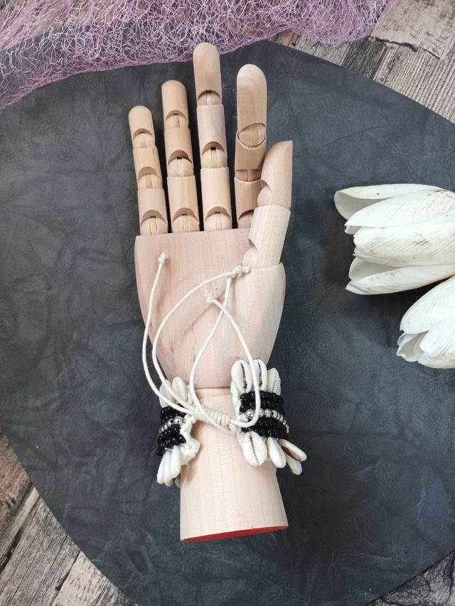 🖤 Pulsera crochet y conchas 🐚 Hecho a mano