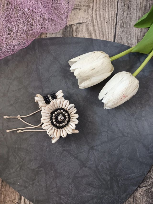 🖤 Pulsera crochet y conchas 🐚 Hecho a mano