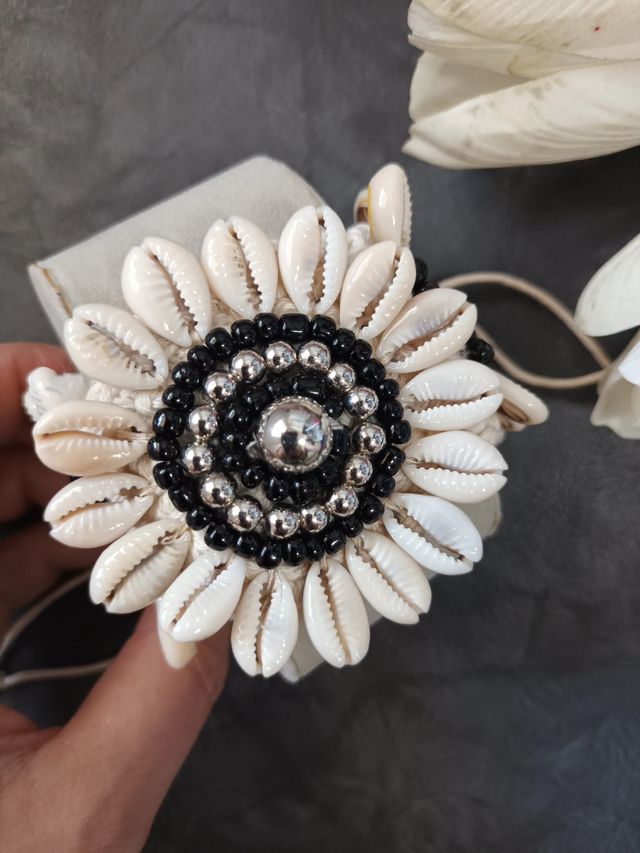 🖤 Pulsera crochet y conchas 🐚 Hecho a mano