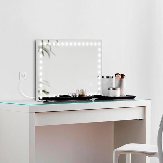 Espejo Maquillaje con Luz LED Botón Táctil