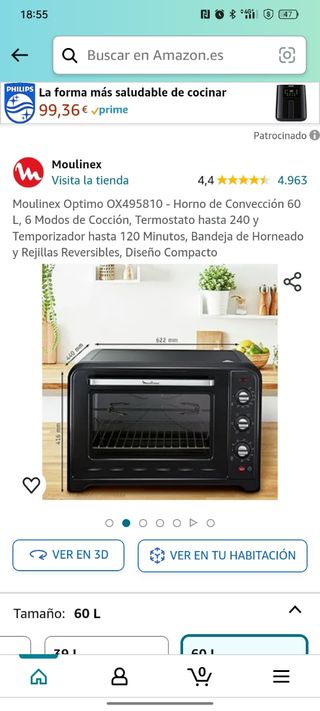 Moulinex Optimo OX495810 - Horno de Convección 60L