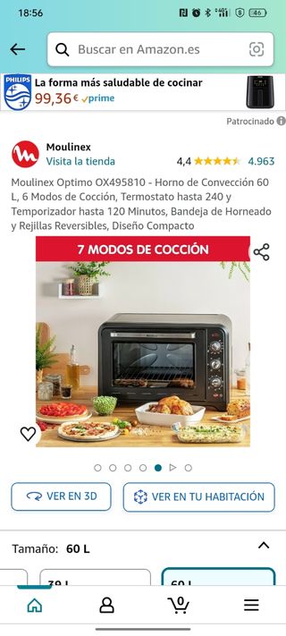 Moulinex Optimo OX495810 - Horno de Convección 60L