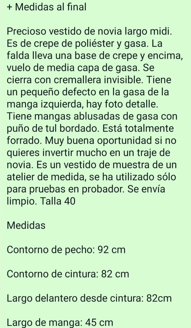 Vestido de novia midi