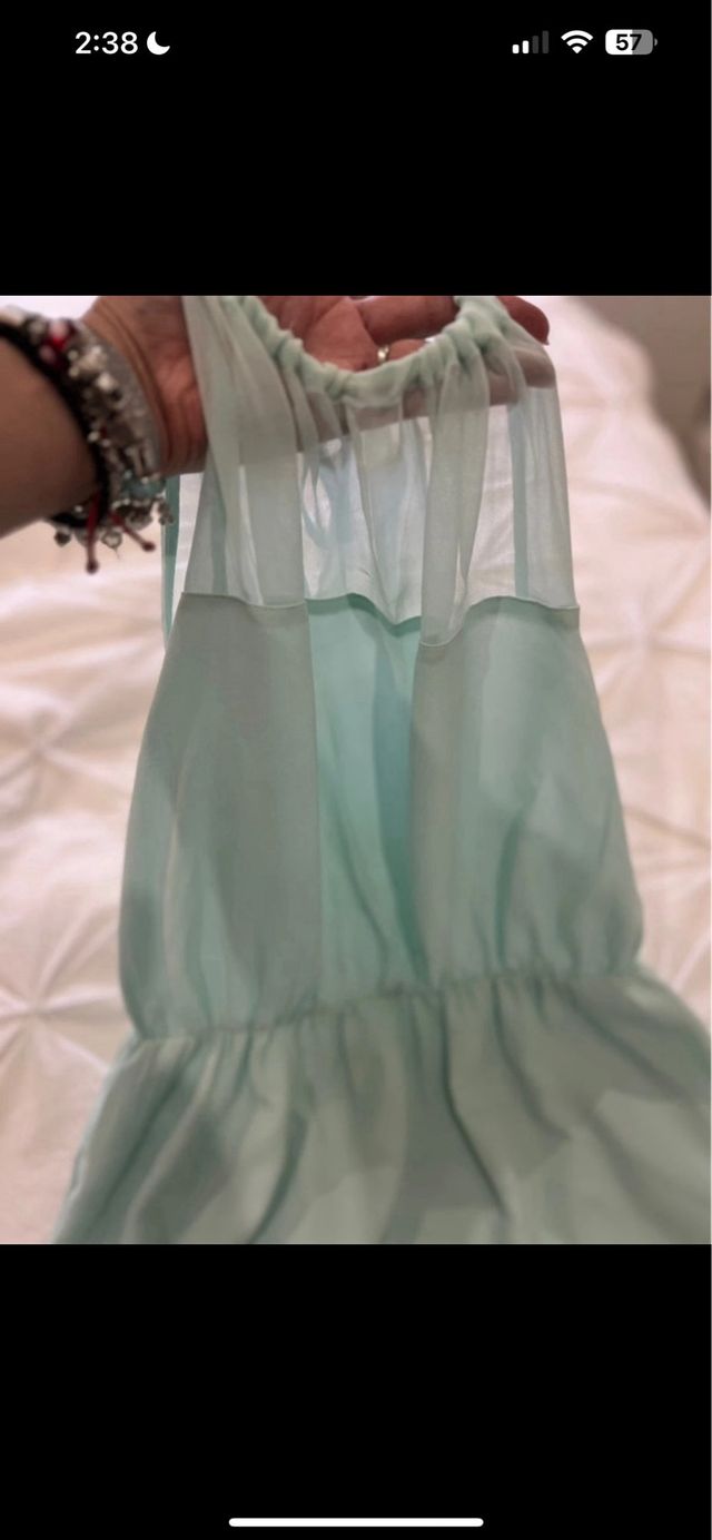 Suite Blanco Vestido tirante Verde Menta