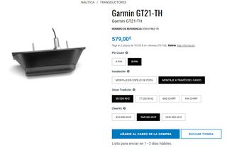 Transductor Garmin GT21-TH