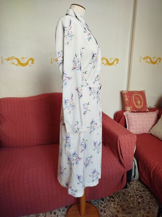 Vestido vintage blanco con flores talla 42