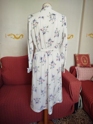 Vestido vintage blanco con flores talla 42