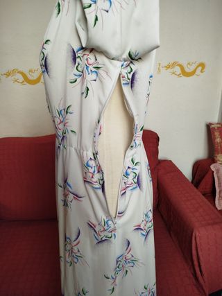 Vestido vintage blanco con flores talla 42