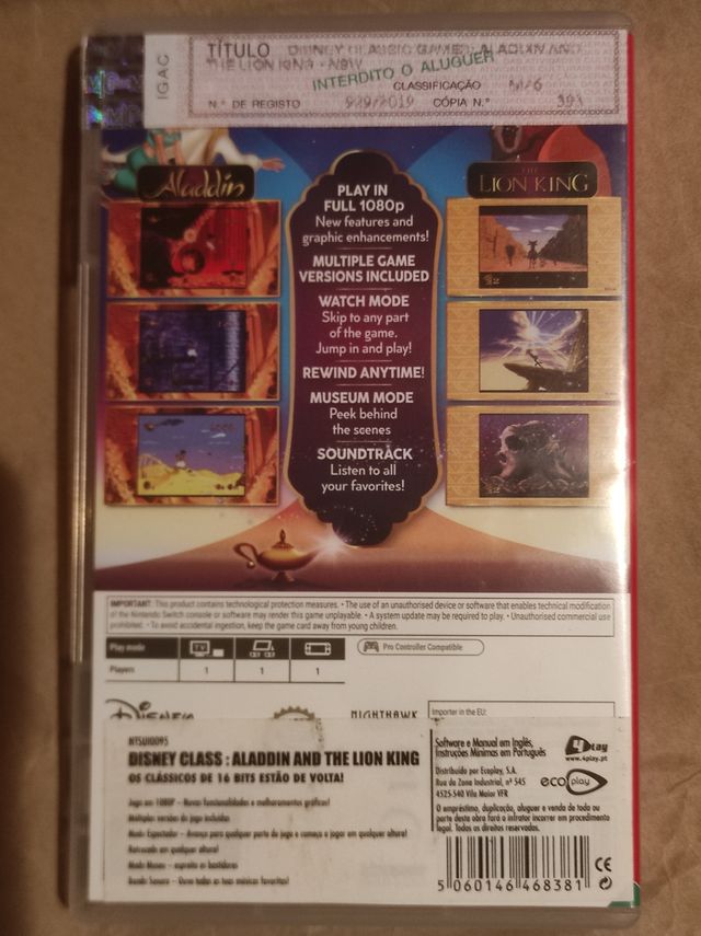 Caja juego Aladdin y Rey León