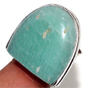 Precioso anillo de Amazonita con baño plata