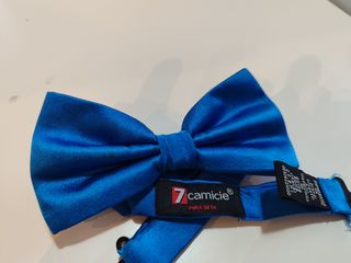 Pajarita seda 7 Camicie azul electrico