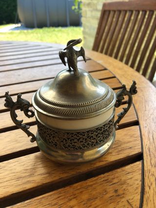 tazzine e zuccheriera peltro