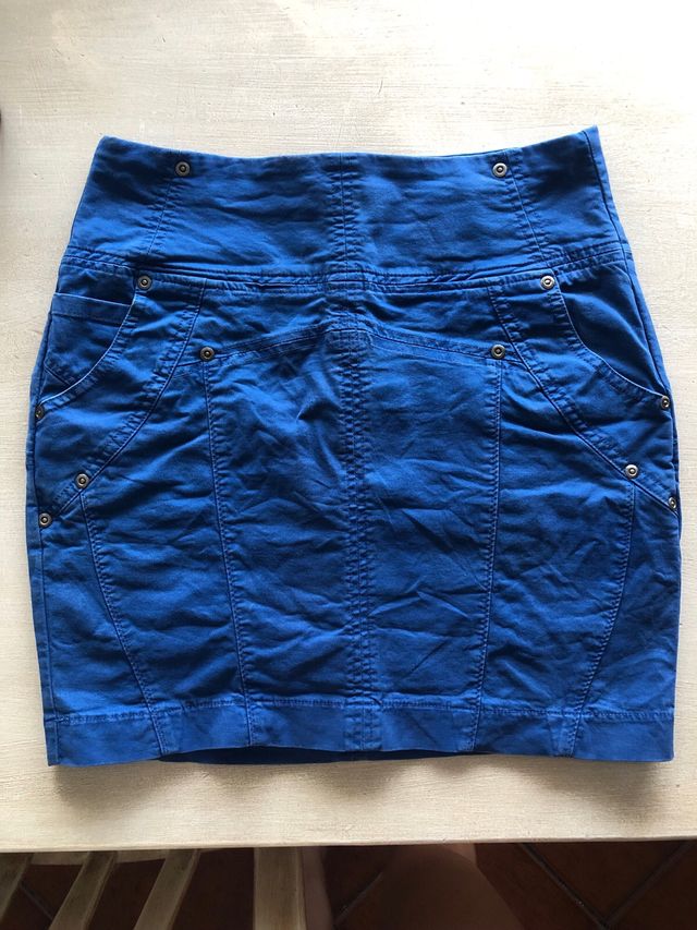 Falda Corta Vaquera Cremallera High Waist Azul