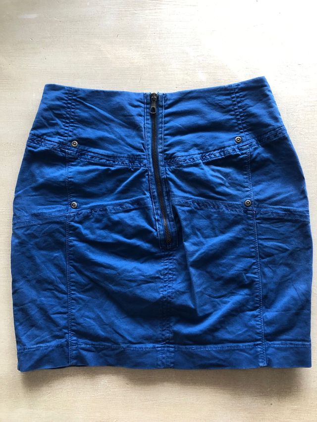 Falda Corta Vaquera Cremallera High Waist Azul