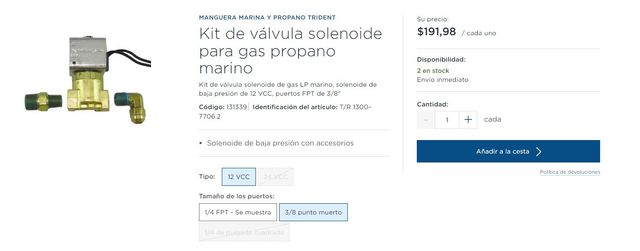 Trident mari Regulador propano + valvula solenoide