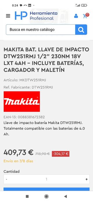 Llave de impacto Makita + 2 baterías